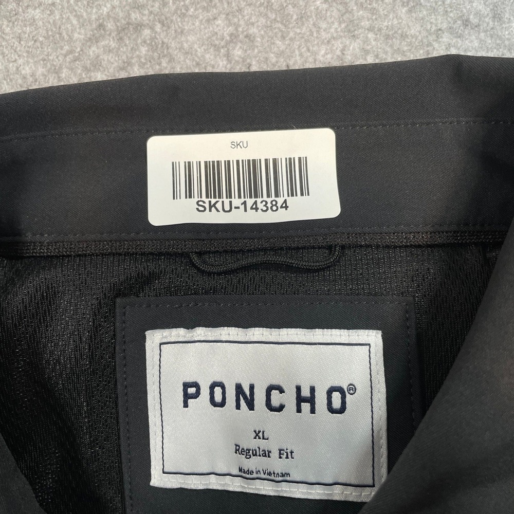 Poncho Mens Button Down Shirt XL Black Long Sleeve Regular Fit - Picture 6 of 12